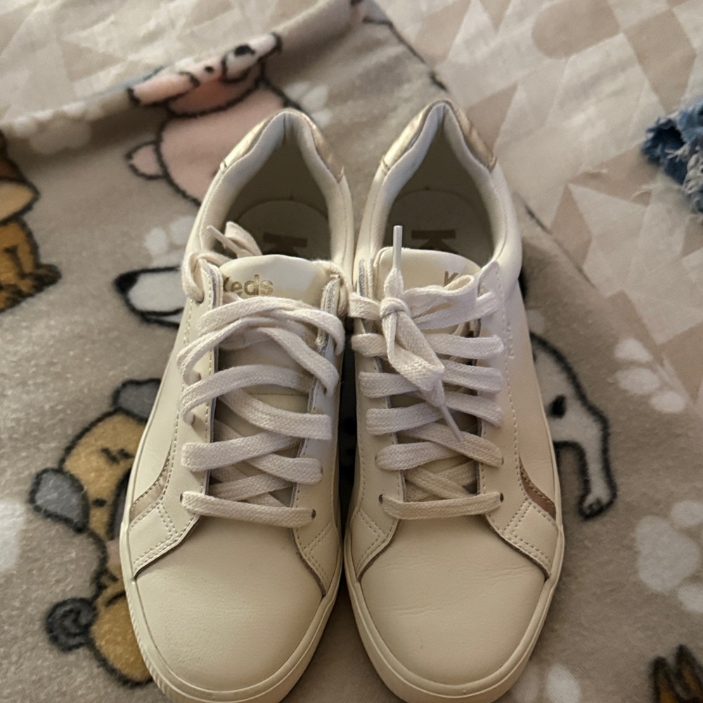 Keds Women's White and Gold Sneakers